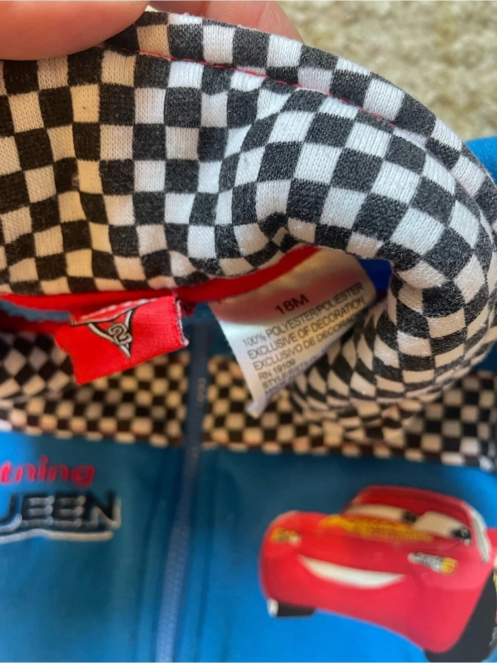 Disney Pixar Cars Lightning McQueen Blue Infant Fleece Jumpsuit